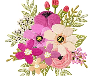 Secret garden bouquet(7) - machine embroidery design - in 3 sizes  for 4.72 x 4.72 - 6.30 x 7.09 &quot; hoops - commercial use - instant download