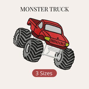 Diseño de bordado a máquina de camión monstruo: 3 tamaños (descarga instantánea)