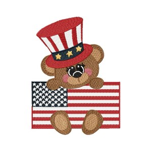 Patriotic Teddy Bear - Machine Embroidery Design - 3 sizes  for 3.94 x 3.94 &quot; - 4.72 x 6.30 &quot; hoops - Commercial Use - Instant Download