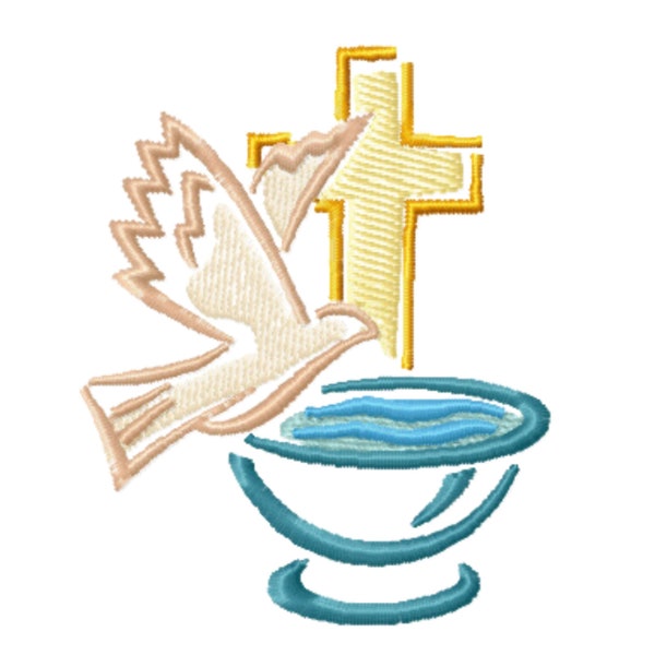 Symbole du saint baptême (1) - motif de broderie Machine - 3 tailles pour cerceaux de 3,94 x 3,94 pouces - 5,51 x 3,94 pouces - usage Commercial - téléchargement immédiat