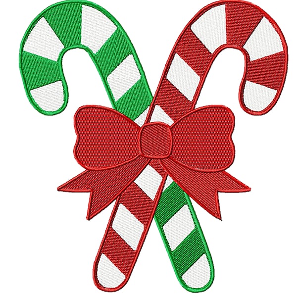 Christmas Candy Canes Machine Embroidery Design - 5 sizes  for 3.94 x 3.94 " - 7.87 x 8.66 " hoops - Commercial Use - Instant Download