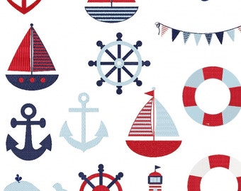 Nautical Treasures Design Pack (SMALL) - Machine Embroidery - 14 designs for 3.94 x 3.94 " hoop - Commercial Use - Instant Download