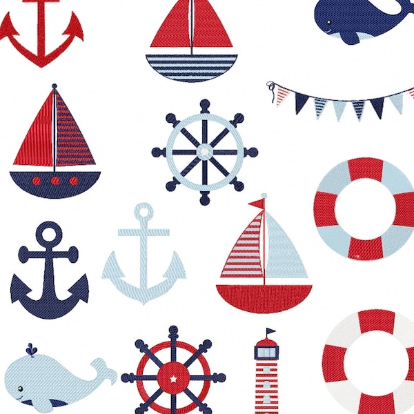 Nautical Treasures Design Pack (SMALL) - Machine Embroidery - 14 designs for 3.94 x 3.94 " hoop - Commercial Use - Instant Download