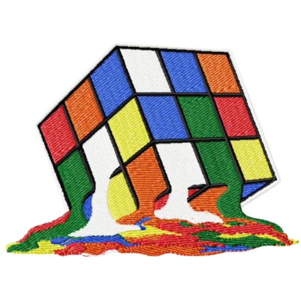 Melting Rubik's Cube - Machine Embroidery Design - 3 LARGE sizes for 5.51 x 3.94 " - 7.87 x 6.30 " hoops - Commercial Use - Instant Download