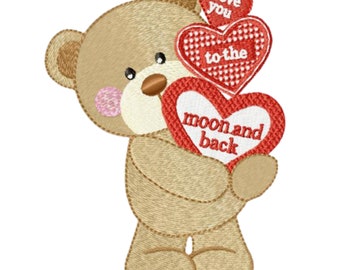 Valentine Bear(4) - Machine Embroidery Design - 3  sizes for 3.94 x 3.94 " -  4.72 x 6.30 " hoops - Commercial Use - Instant Download