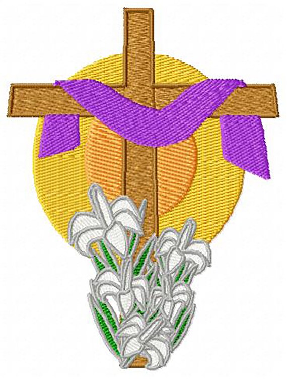 Easter Cross With Drape Machine Embroidery Design 3 Sizes Etsy