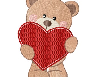 Valentine Bear(3) - Machine Embroidery Design - 3  sizes for 3.94 x 3.94 " - 3.94 x 6.30 " hoops - Commercial Use - Instant Download