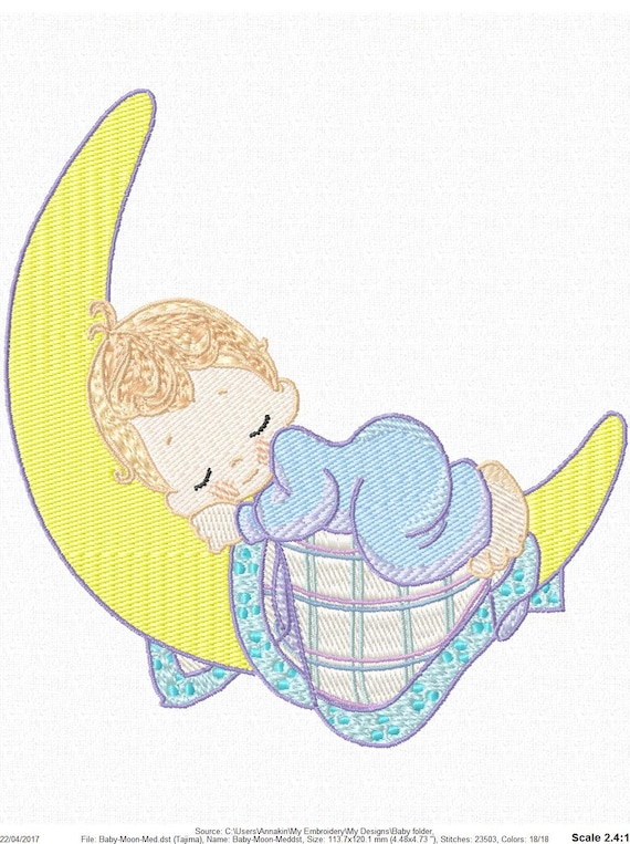 Sleeping baby on moon machine embroidery design 3 sizes for  etsy Sleeping baby on moon machine embroidery design 3 sizes for  etsy