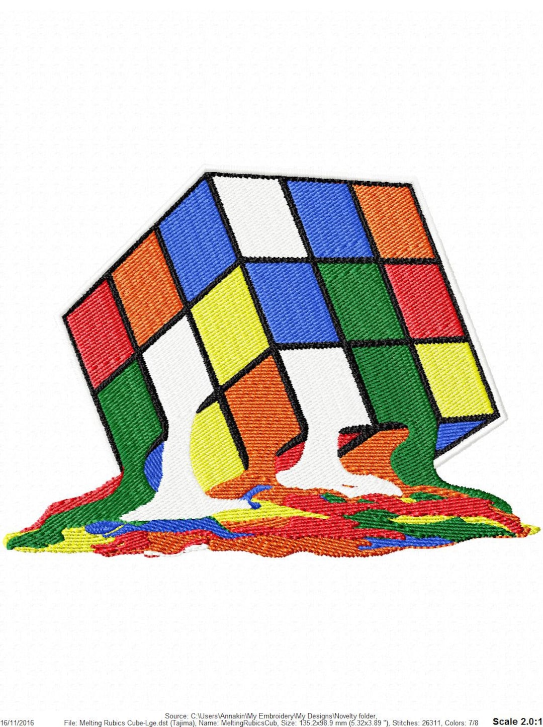 Melting Rubik's Cube Machine Embroidery Design 2 Sizes Etsy