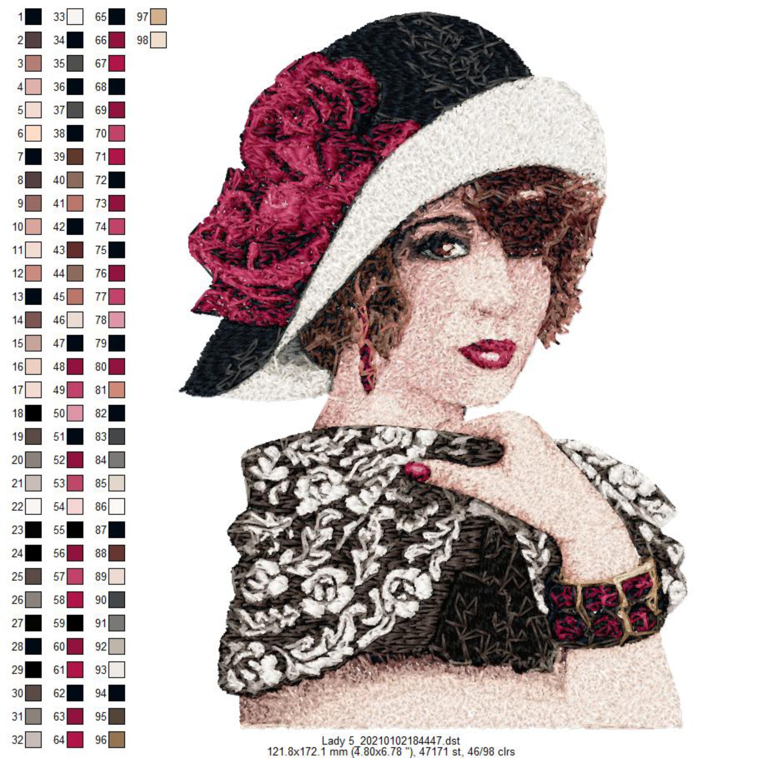 Victorian Lady(5} - (photo Stitch) - Machine Embroidery