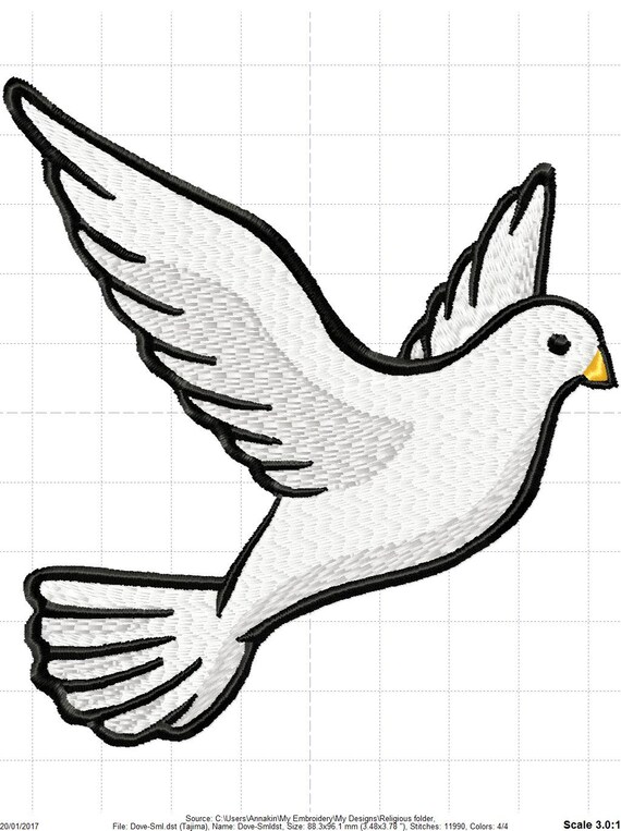 Dove in flight machine embroidery design 3 sizes for  etsy Dove in flight machine embroidery design 3 sizes for  etsy