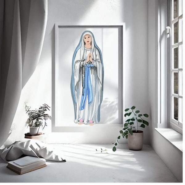 Our Lady of Lourdes - Machine Embroidery Design  -  for 3.94 x 4.72 " - 3.94 x 7.09 "  hoops - Commercial Use - Instant Download