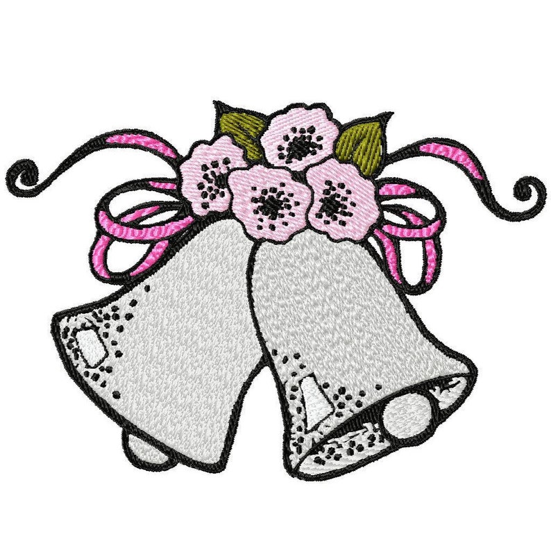 Wedding Bells & Flowers Machine Embroidery Design 3 Sizes Etsy