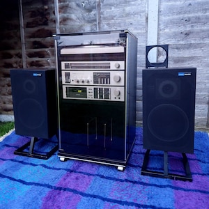 Glass sales stereo cabinet