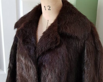 Vintage Ladies' Mink Fur Coat Very Dark Brown Full -  Israel