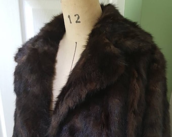 Vintage ladies&#39; mink fur coat, chocolate brown, full length -  medium/small Geniune 1960s fashion