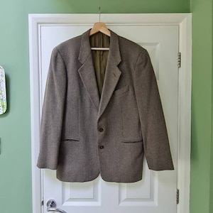 Vintage EMPORIO ARMANI wool suit blazer, brown and beige, men&#39;s jacket size S
