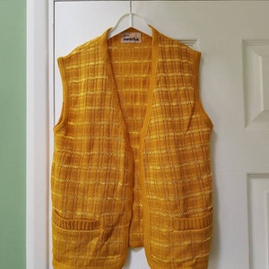 Vintage unworn European dead stock: 1970s TRICOT NOVITA knitted waistcoat/sweater vest in yellow