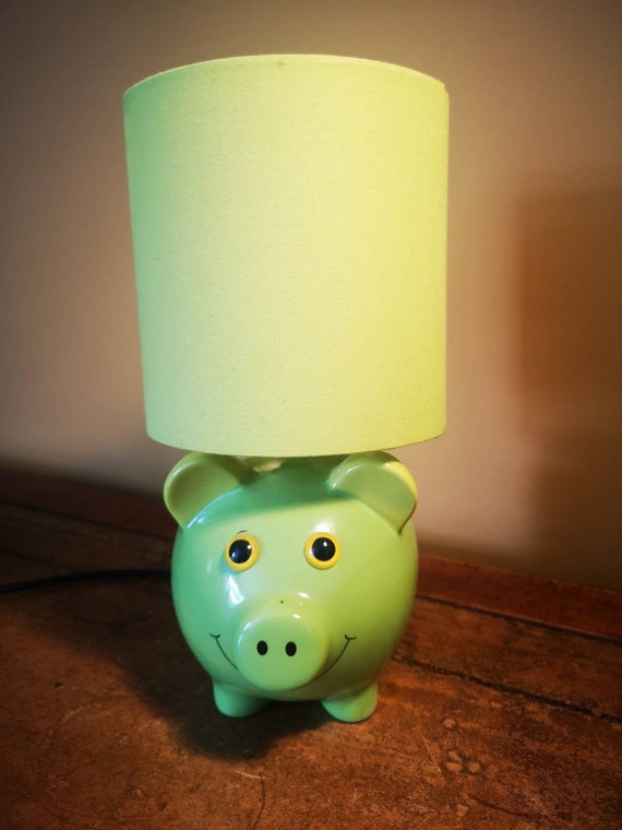 Fabulous Green Piggy Lamp With Green Shade Etsy
