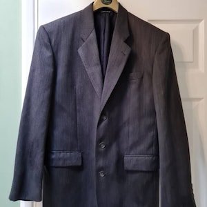 Vintage KENZO navy blue lightweight wool blazer, size S *lightly distressed*