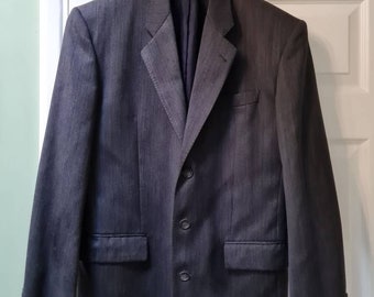 Vintage KENZO navy blue lightweight wool blazer, size S *lightly distressed*