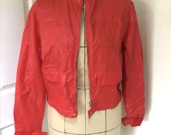 Unused European dead stock from the 1980s! Ladies&#39; red bomber jacket,