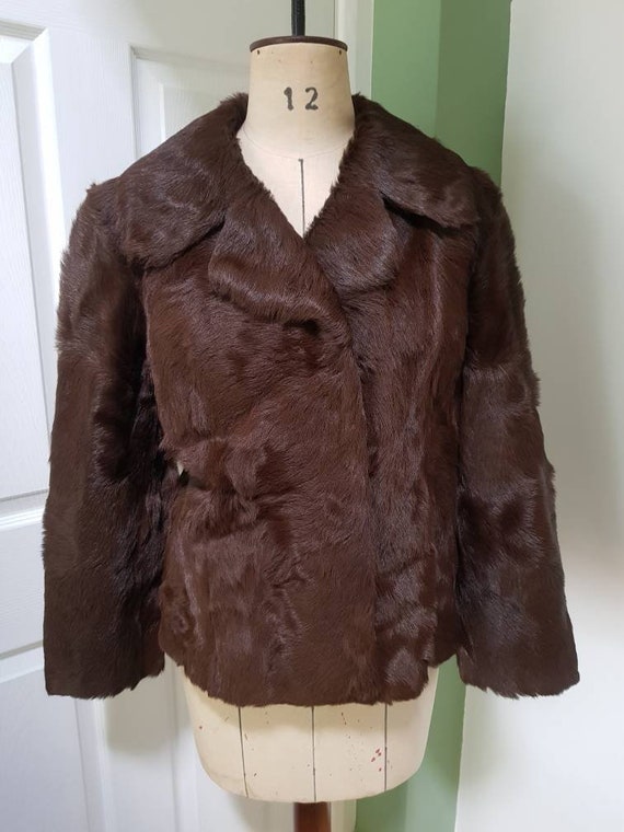 Vintage mid century rich chocolate brown fur jacke