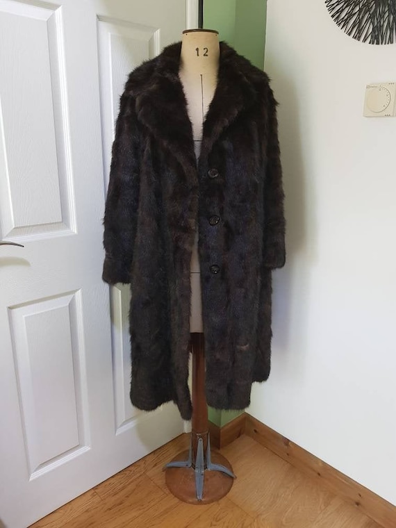 Vintage ladies' mink fur coat, chocolate brown, f… - image 2