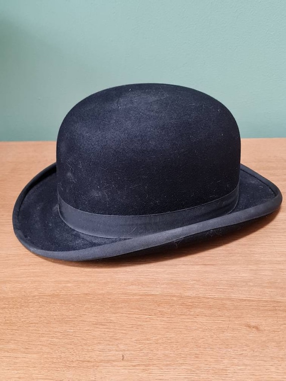 Antique black felt bowler hat by Moss Bros - image 2
