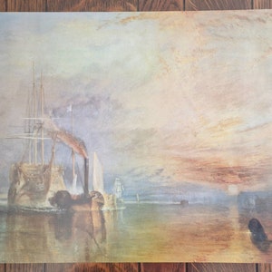 The Fighting Temeraire - J.M Turner Vintage textured art print 1990s