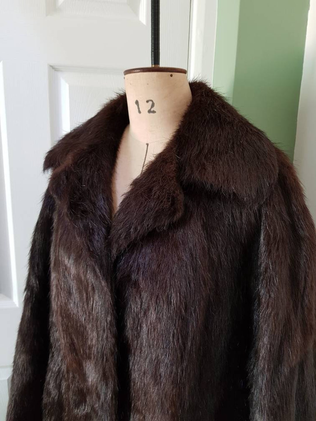 Louis Vuitton LV monogram mink fur long coat gray womens