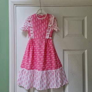 Vintage unworn dead stock 1970s pink floral children’s maxi dress