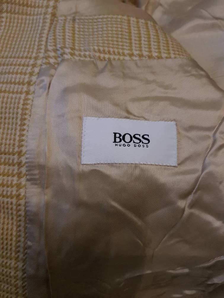 Vintage Men's BOSS Yellow/cream Prince of Wales Check - Etsy