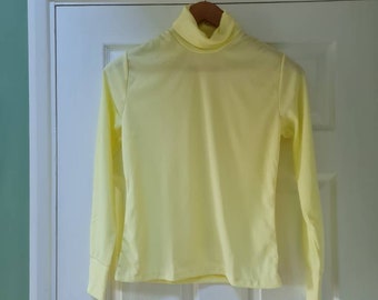 Vintage unworn dead stock 1970s bright yellow polo neck top - distressed