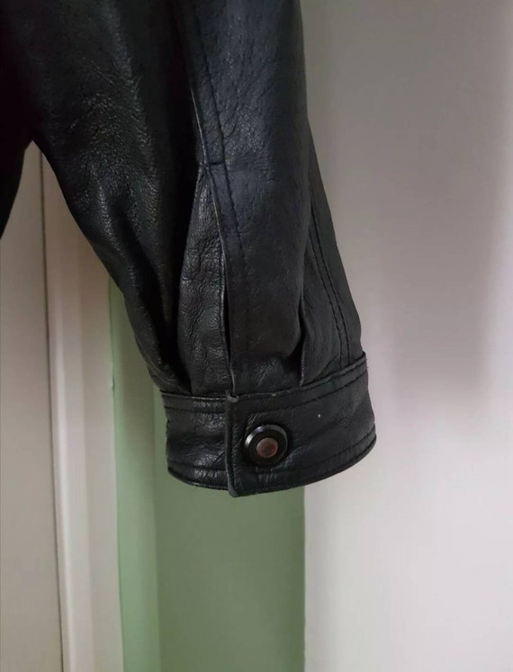 Quality Vintage 1980's men's black leather bomber… - image 9