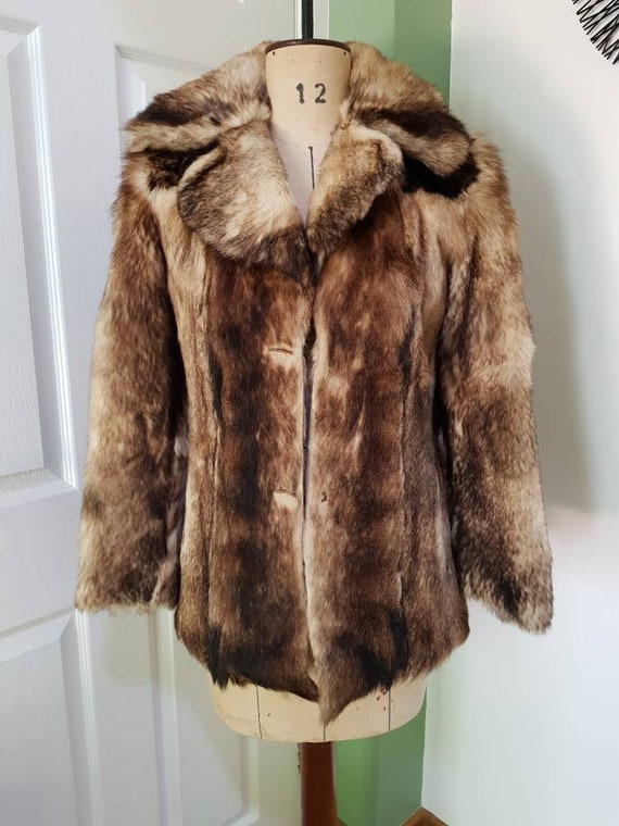 Vintage ladies' fox fur jacket two tone brown/blonde | Etsy