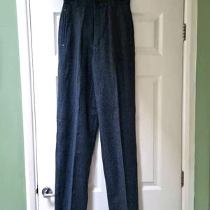 Vintage ungetragene 1970er Jahre PANDEROSA Marke blaue Woll/Synthetik Karo Hose Hose, Größe XS