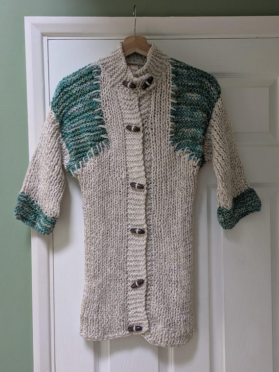 Vintage Retro 1970s Dead Stock TRICOT NOVITA Beige and Green