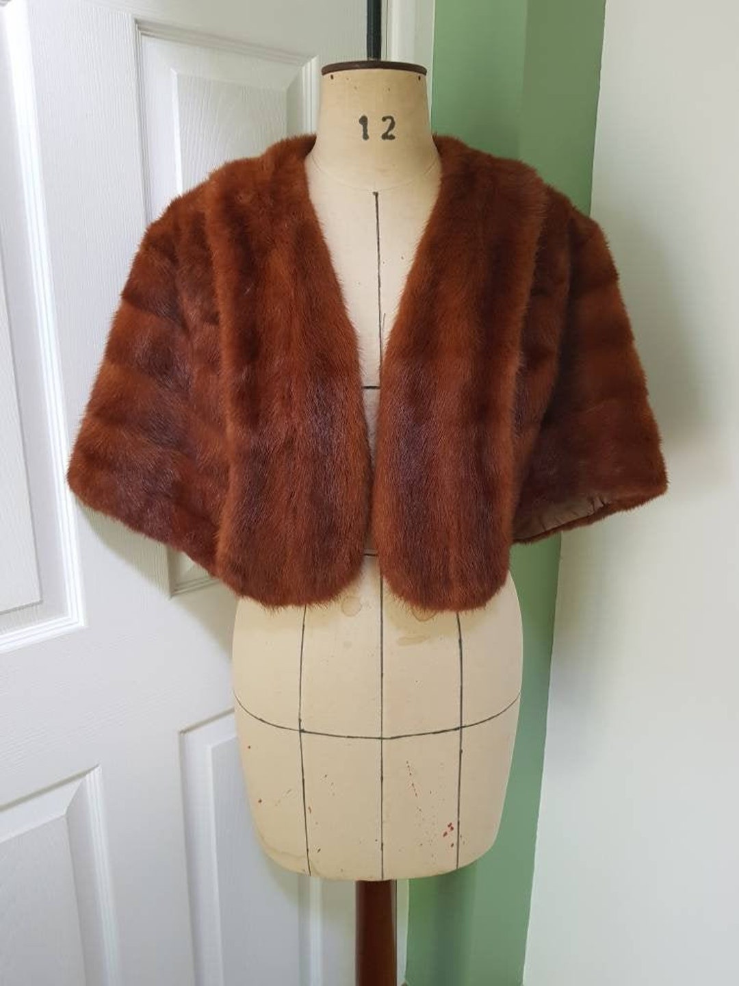 Vintage Auburn Mink Fur Stole Shawl HOLMES New Orleans - Genuine