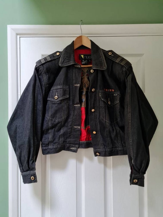 Black denim motorcycle jacket new arrivals