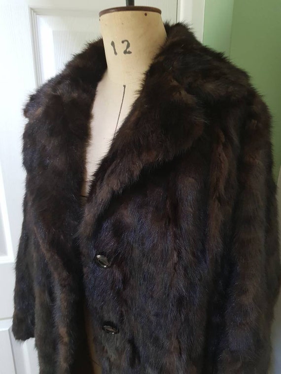Vintage ladies' mink fur coat, chocolate brown, f… - image 1