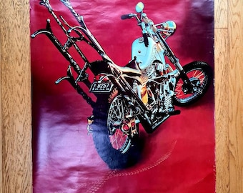 Vintage 1970s red motorcycle poster