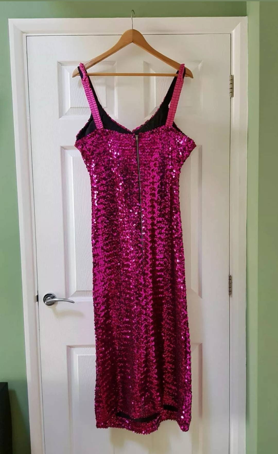 Vintage Drag Queen Sheath Dress Evening Gown Fuchsia Pink Sequins Worn ...