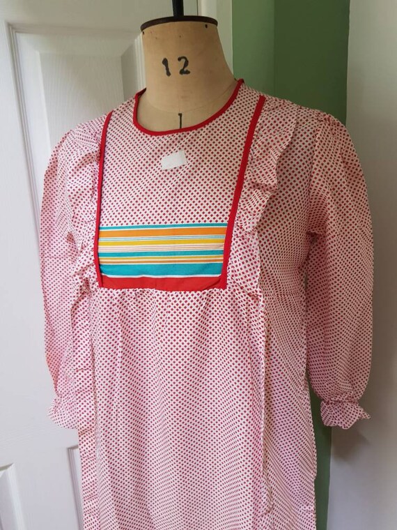 Vintage 1970s women’s smock dress, red polka dots… - image 2