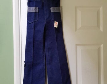 Vintage unworn European dead stock: 1970s children's navy blue trousers/pants