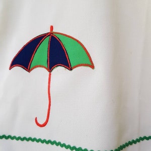 Vintage unworn 1970s baby's/toddlers white and green dress with cute umbrella motif suitable for 2 year old image 6