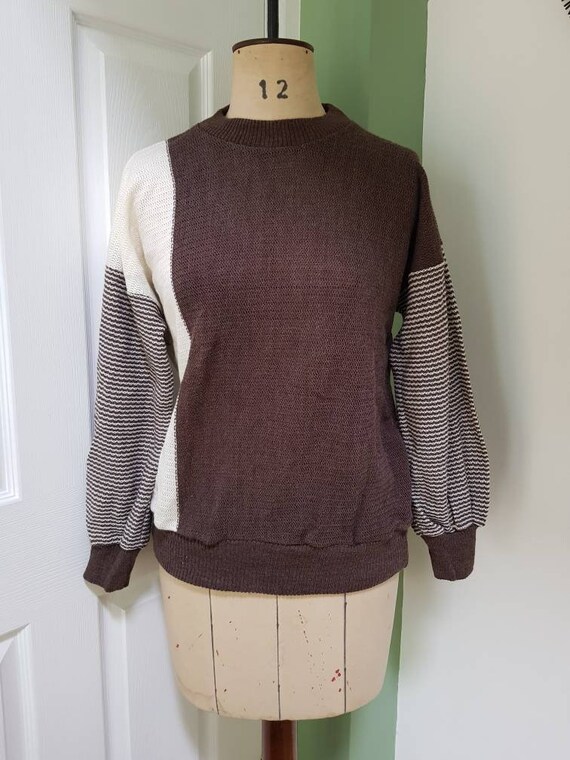 Vintage 1970s women’s knitted jumper/sweater, bro… - image 1