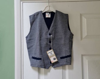 Retro vintage unworn dead stock SUPRAVYL unisex children's blue knitted patterned waistcoat