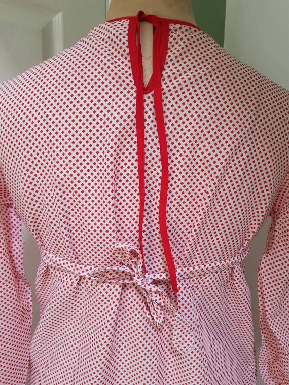 Vintage 1970s women’s smock dress, red polka dots… - image 4