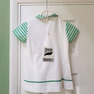 Vintage unworn 1970s baby's/toddlers white and green dress with cute umbrella motif suitable for 2 year old image 2